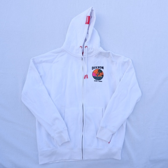 DIXXON Other - Dixxon Sweater Mens Size Medium White Full Zip Up Hoodie Pocket Sink And Swim